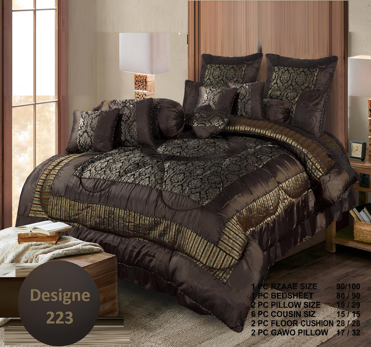 14 PCS FANCY BRIDAL BEDDING SET 14 PCS 6 COLOURS