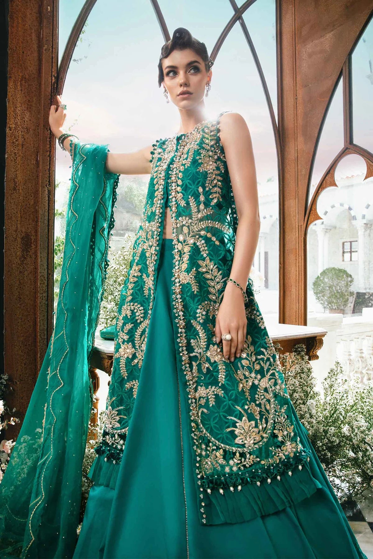 ASIM JOFA -3PC EMBROIDERED FANCY ORGANZA DRESS WITH HEAVY EMBROIDERED ORGANZA DUPATTA 4 SIDE EMBROIDERED- FPW-127