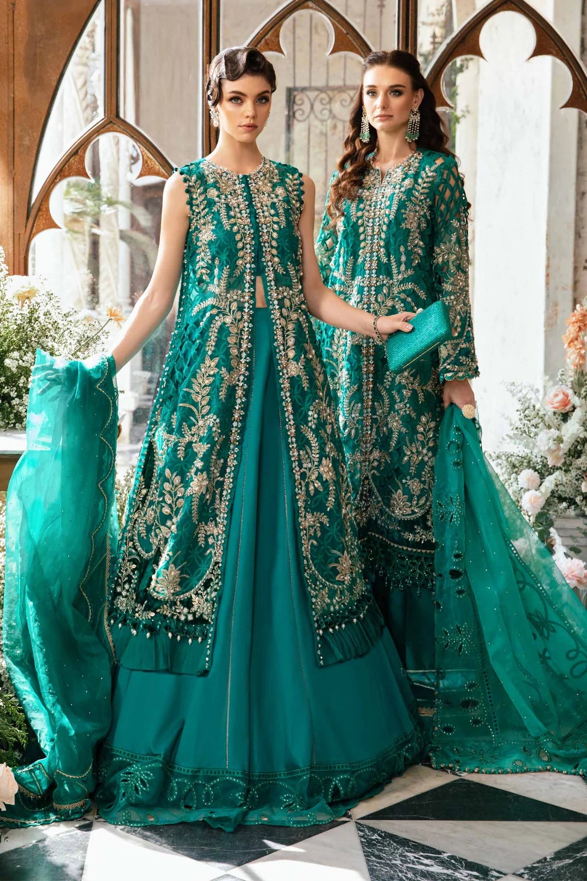 ASIM JOFA -3PC EMBROIDERED FANCY ORGANZA DRESS WITH HEAVY EMBROIDERED ORGANZA DUPATTA 4 SIDE EMBROIDERED- FPW-127