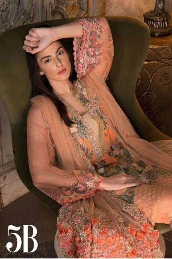 SOBIA NAZIR - 3 PCS EMBROIDED LAWN DRESS EMBROIDED NET SLEEVES WITH EMBROIDED NET DUPATTA- SN-05B