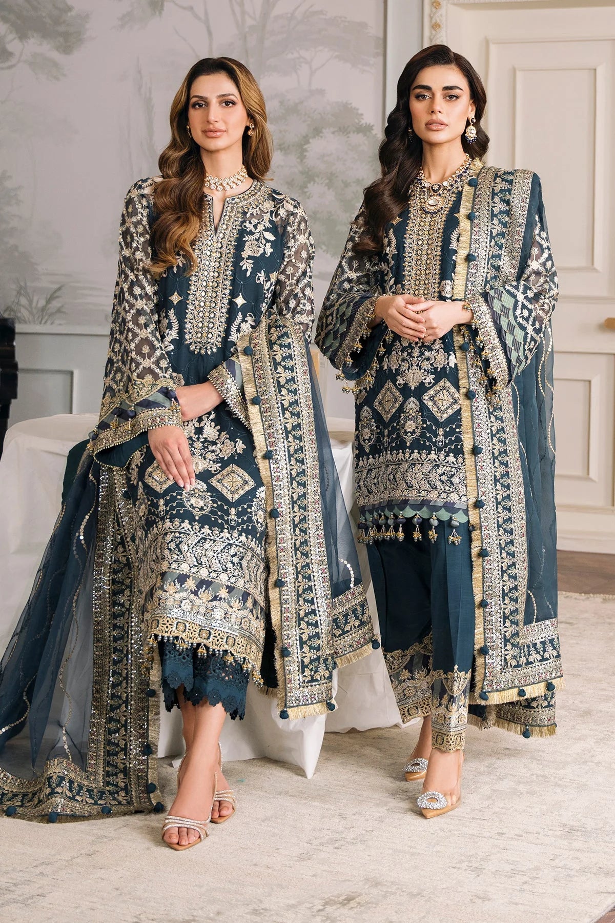 BAROQUE -3PC FULLY HEAVY EMBROIDERED FANCY PURE CHIFFON DRESS WITH 4 SIDE HEAVY EMBROIDERED PURE CHIFFON DUPATTA- FPW-106