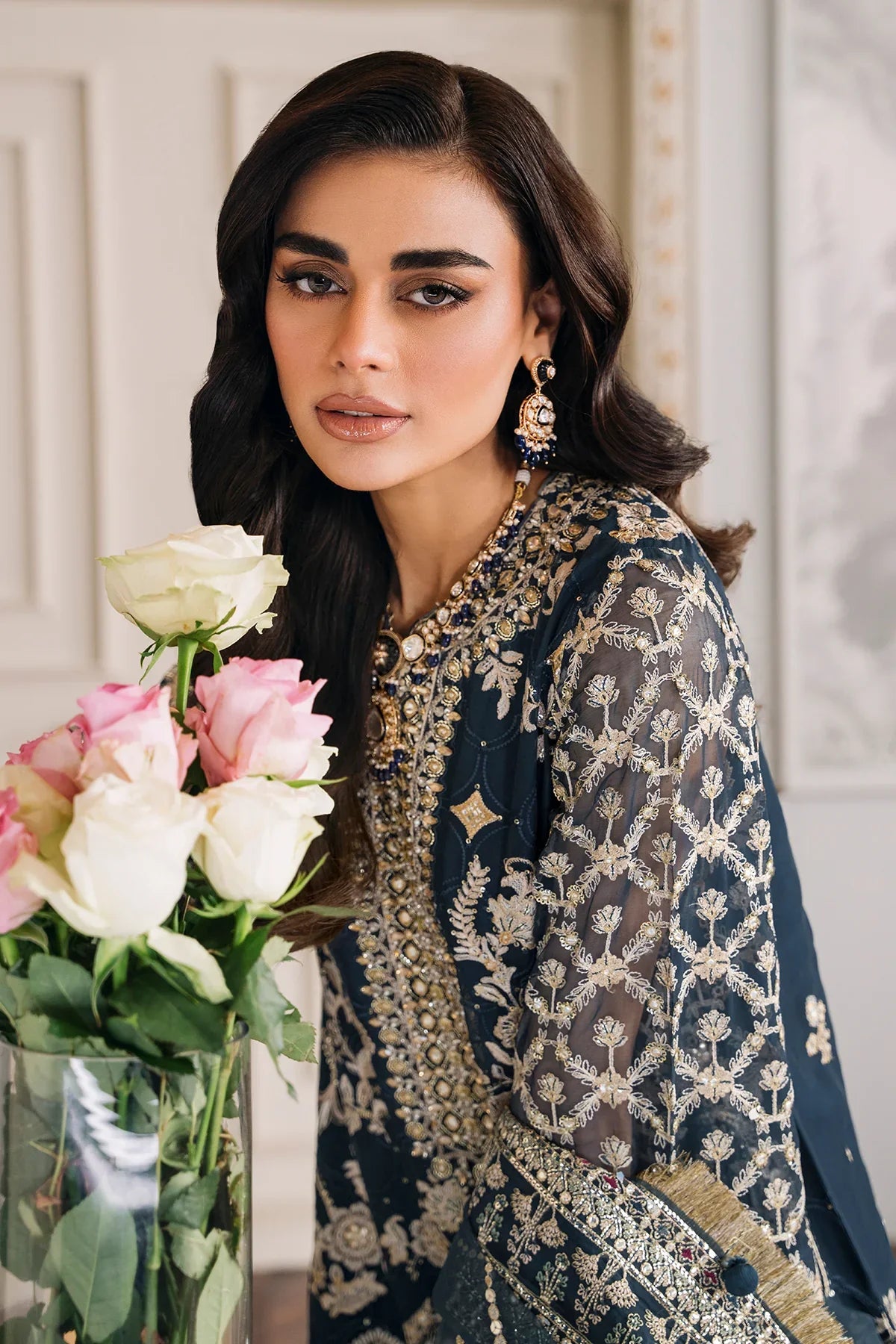 BAROQUE -3PC FULLY HEAVY EMBROIDERED FANCY PURE CHIFFON DRESS WITH 4 SIDE HEAVY EMBROIDERED PURE CHIFFON DUPATTA- FPW-106