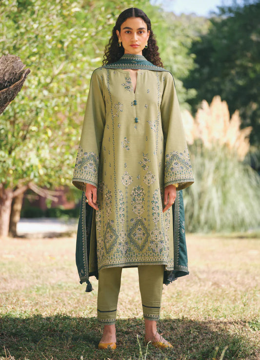 IZZAH -3PC EMBROIDERED LAWN DRESS WITH EMBROIDERED CHIFFON DUPATTA- FN-40