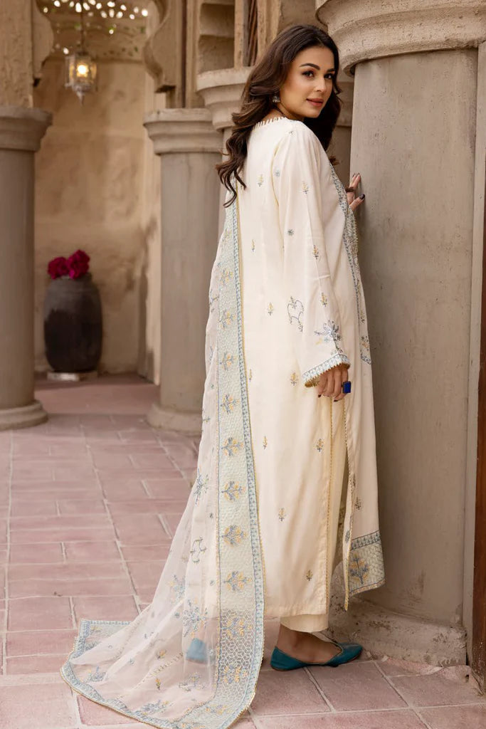 SILA -3PC FULL HEAVY EMBROIDERED CROSS STITCH LAWN DRESS WITH HEAVILY EMBROIDERED ORGANZA DUPATTA- FN-115