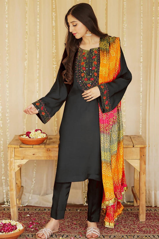 AISLING -3PC EMBROIDERED DHANAK DRESS WITH DHANAK WOOL SHAWL- FW-134