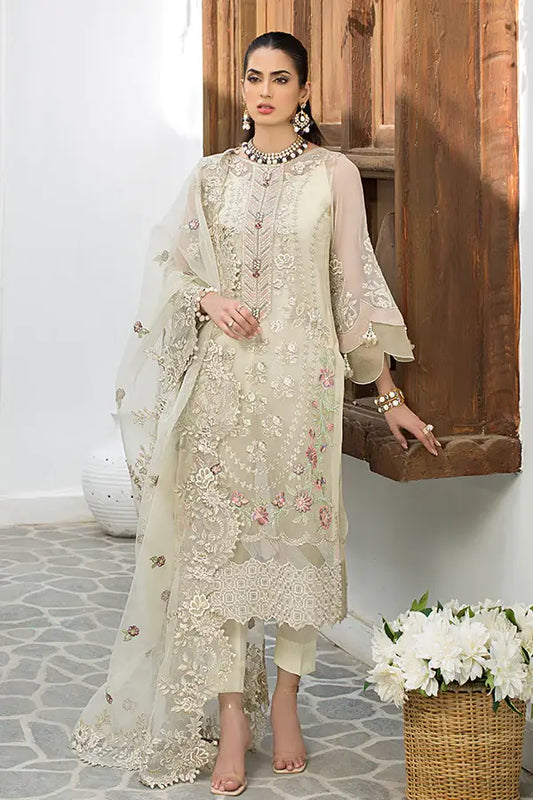 IMROZIA -EMBROIDED FANCY ORGANZA DRESS WITH 4 SIDE EMBROIDED HEAVY FANCY ORGANZA DUPATTA- FPW-02