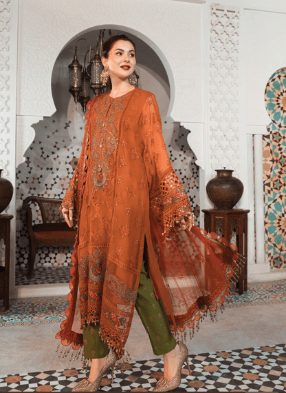 MARIA.B -3PC FULLY HEAVY EMBROIDERED PURE CHIFFON DRESS WITH READY TO WEAR HEAVY EMBROIDERED PURE CHIFFON DUPATTA- FPW-87