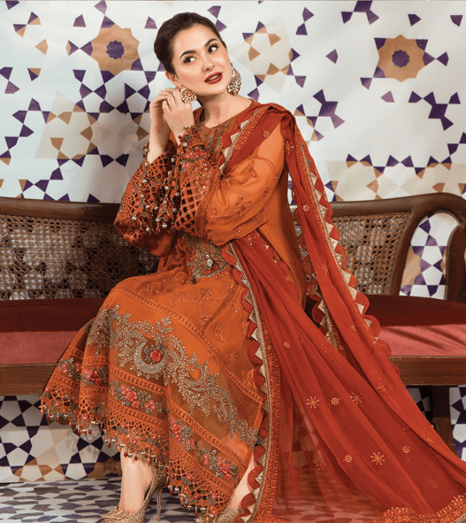 MARIA.B -3PC FULLY HEAVY EMBROIDERED PURE CHIFFON DRESS WITH READY TO WEAR HEAVY EMBROIDERED PURE CHIFFON DUPATTA- FPW-87