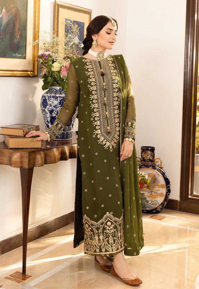 ASIM JOFA -3PC HEAVY EMBROIDERED FANCY CHIFFON DRESS WITH 4 SIDE FULLY EMBROIDERED CHIFFON DUPATTA- FPW-31