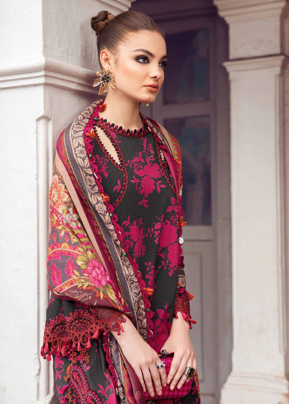 MARIA.B -3PC EMBROIDERED LAWN DRESS WITH CHIFFON DUPATTA- FN-11