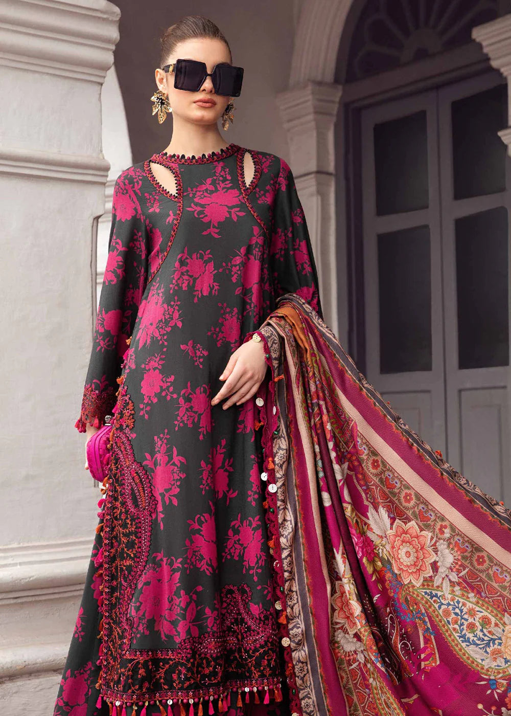 MARIA.B -3PC EMBROIDERED LAWN DRESS WITH CHIFFON DUPATTA- FN-11