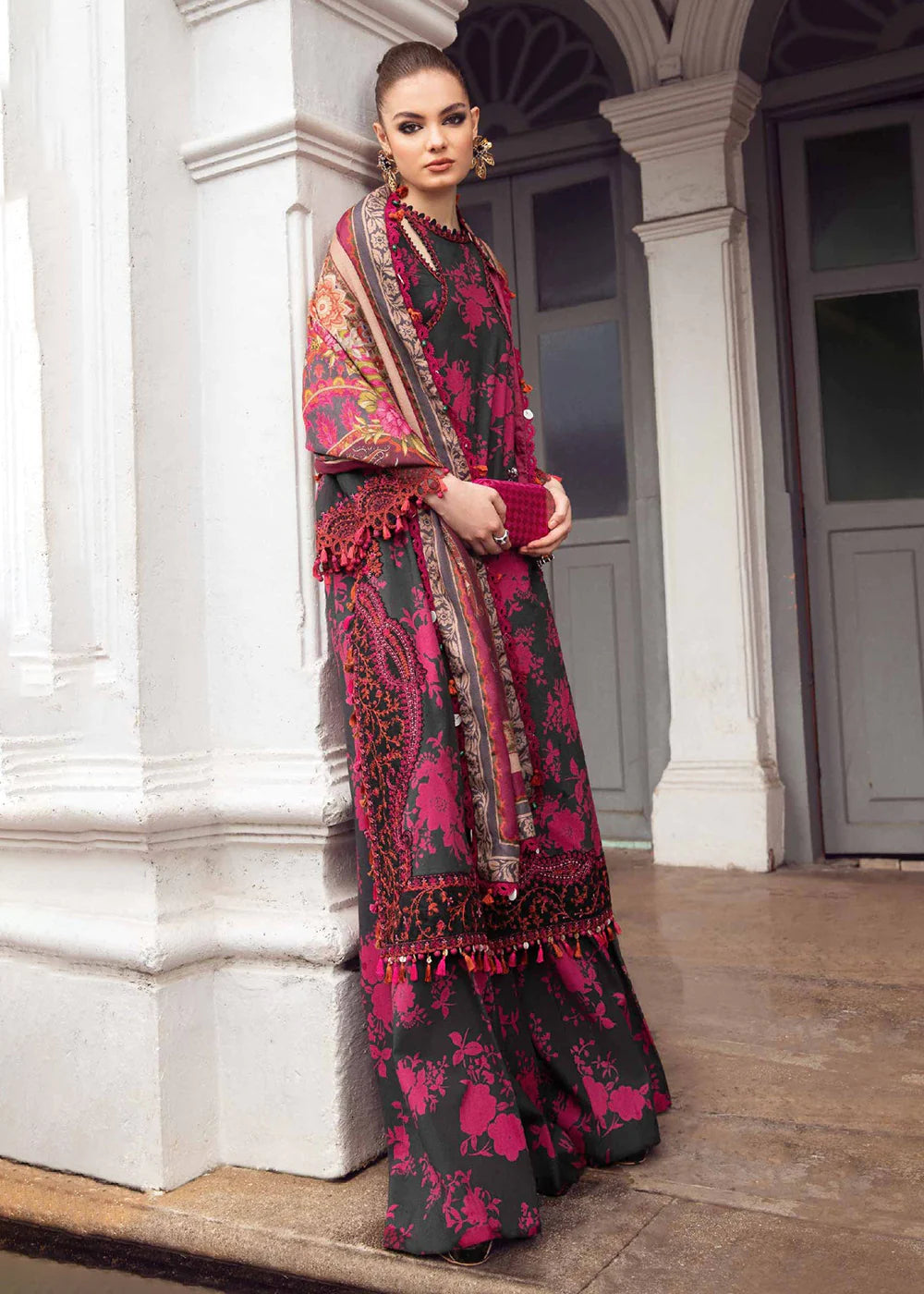 MARIA.B -3PC EMBROIDERED LAWN DRESS WITH CHIFFON DUPATTA- FN-11