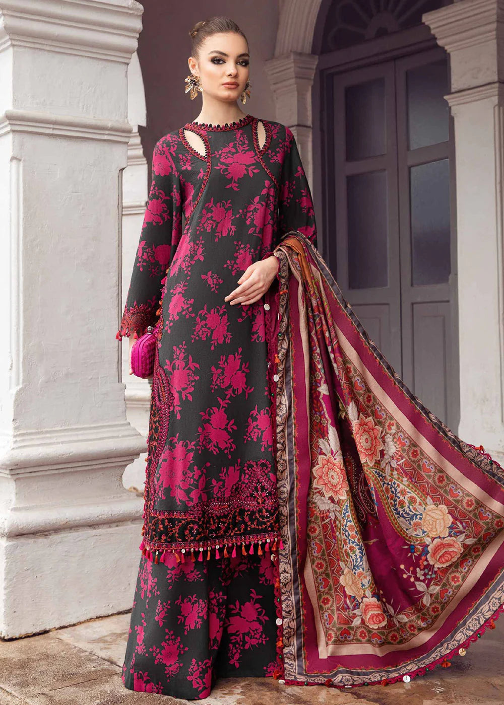 MARIA.B -3PC EMBROIDERED LAWN DRESS WITH CHIFFON DUPATTA- FN-11