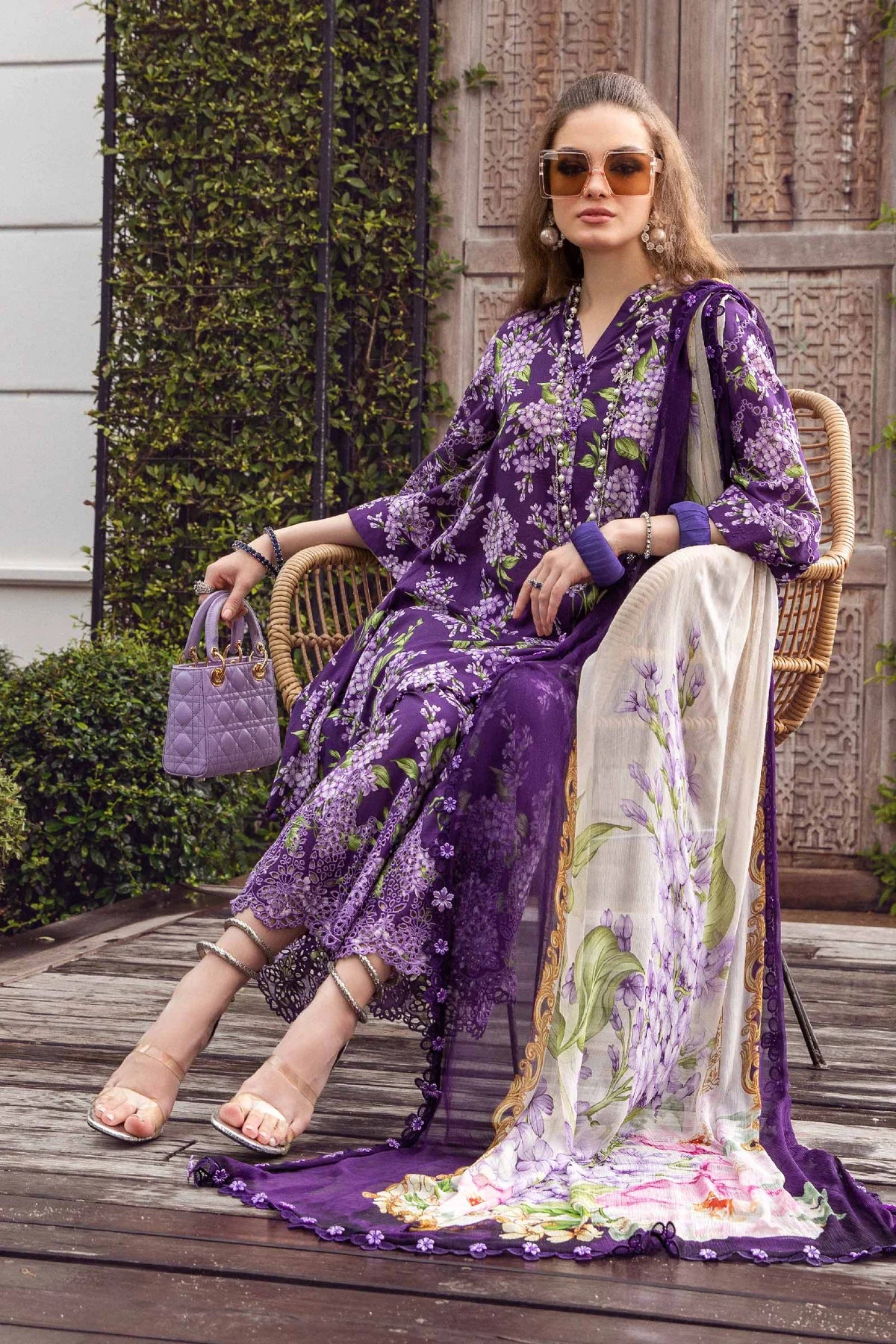 MARIA.B -3PC EMBROIDERED SWISS LAWN DRESS WITH SILK DUPATTA- FW-61