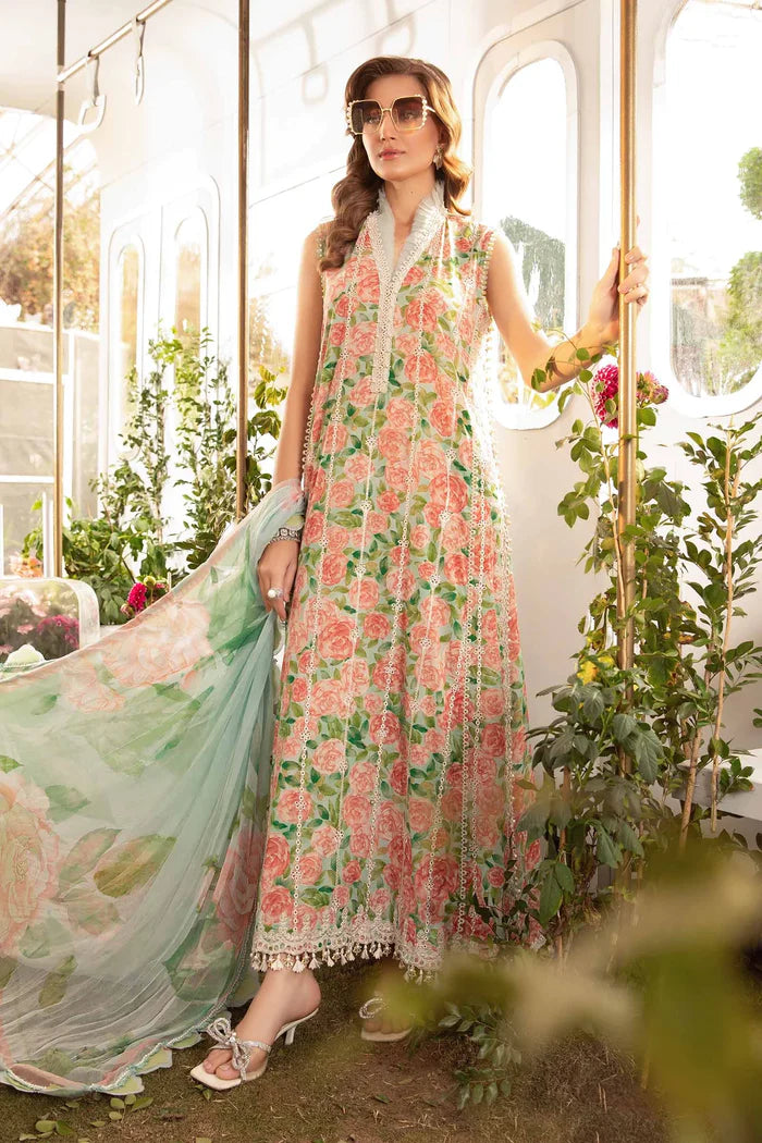 MARIA.B -3PC EMBROIDERED LAWN DRESS WITH PRINTED CHIFFON DUPATTA- FN-73