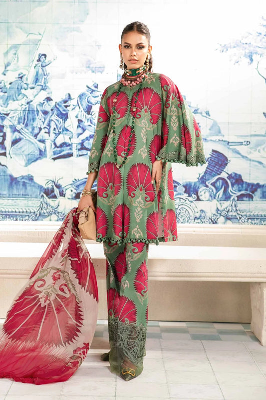 MARIA.B -3PC EMBROIDERED LAWN DRESS WITH PRINTED CHIFFON DUPATTA- FN-133