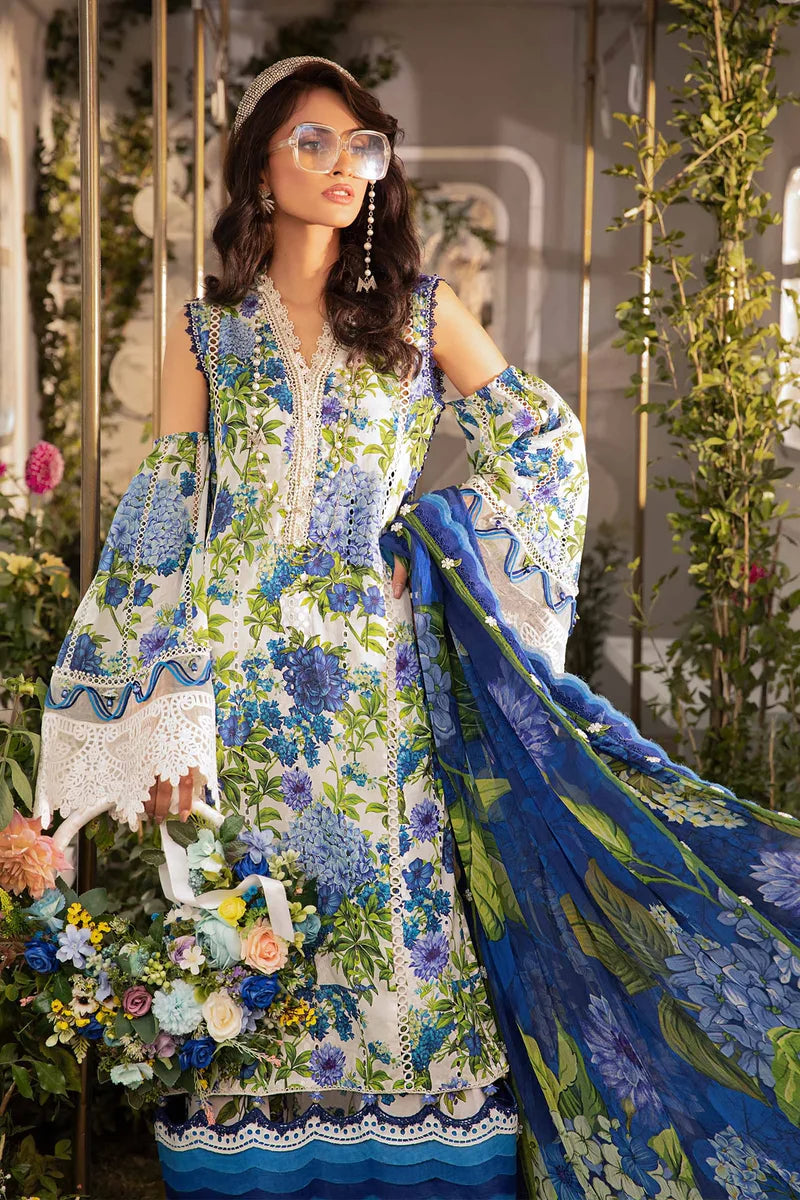 MARIA.B -3PC EMBROIDERED LAWN DRESS WITH PRINTED CHIFFON DUPATTA- FN-70