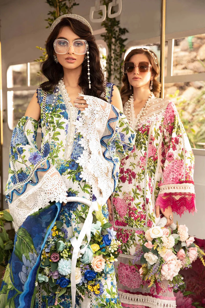 MARIA.B -3PC EMBROIDERED LAWN DRESS WITH PRINTED CHIFFON DUPATTA- FN-70