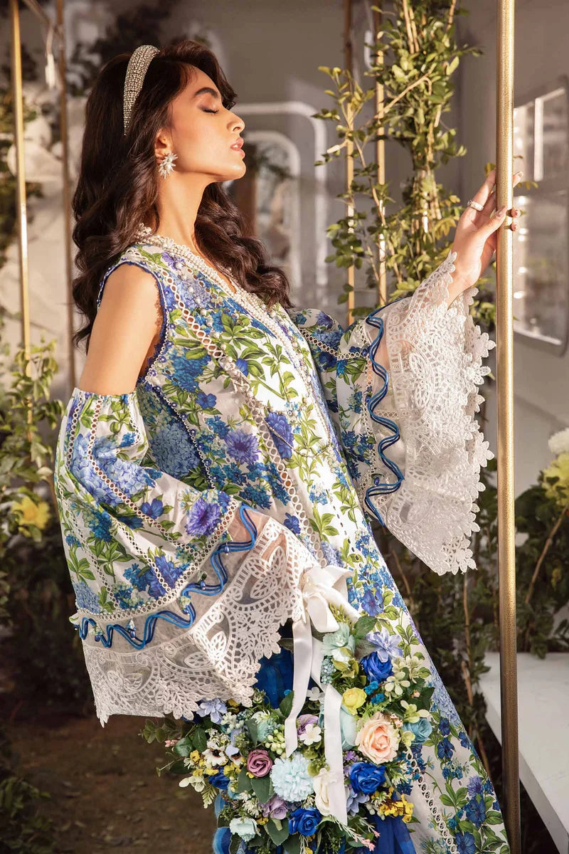 MARIA.B -3PC EMBROIDERED LAWN DRESS WITH PRINTED CHIFFON DUPATTA- FN-70