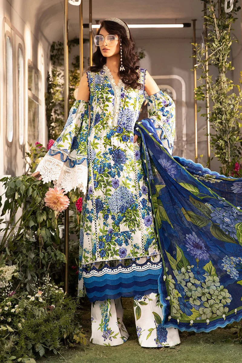 MARIA.B -3PC EMBROIDERED LAWN DRESS WITH PRINTED CHIFFON DUPATTA- FN-70