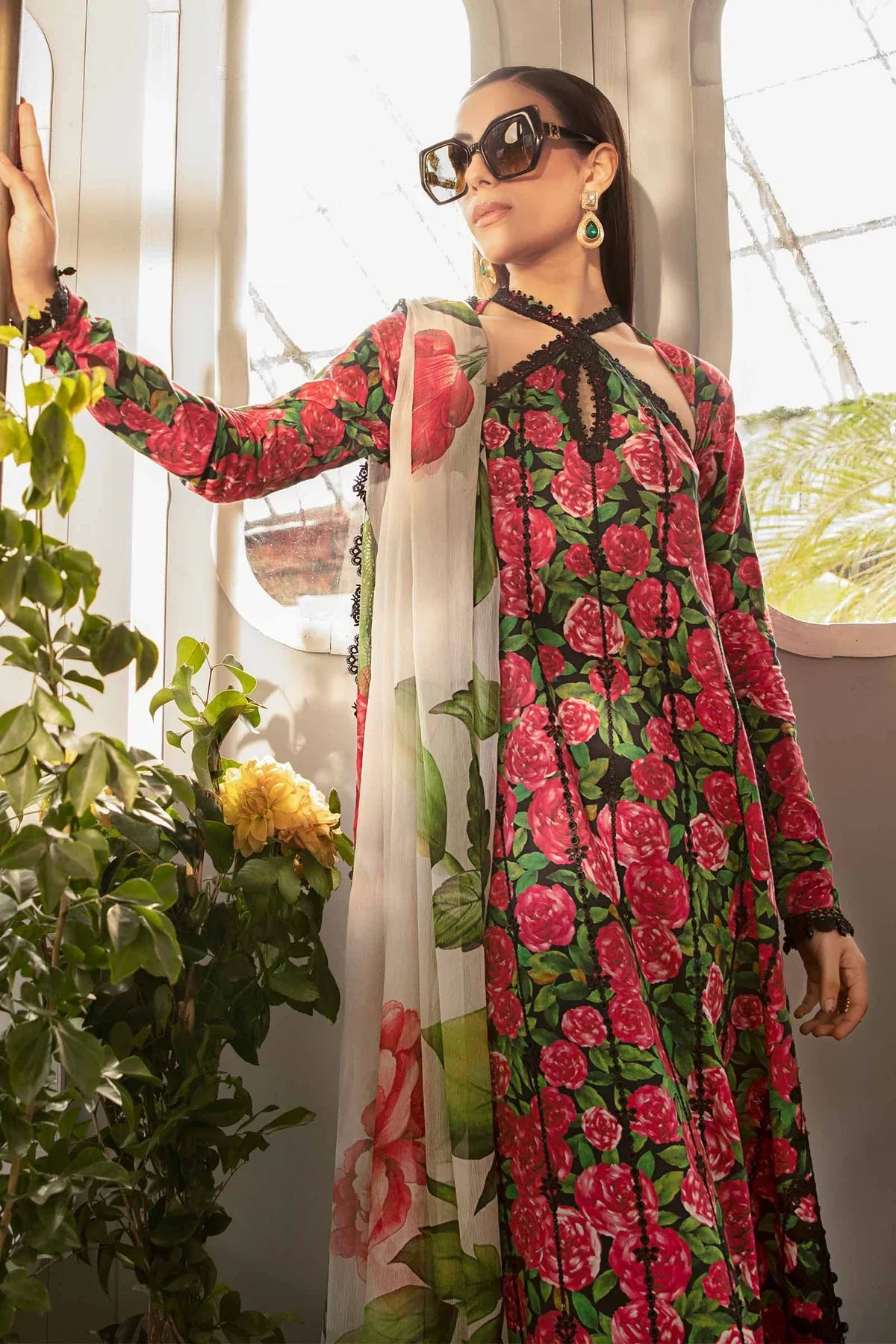 MARIA.B -3PC EMBROIDERED LAWN DRESS WITH PRINTED CHIFFON DUPATTA- FN-72