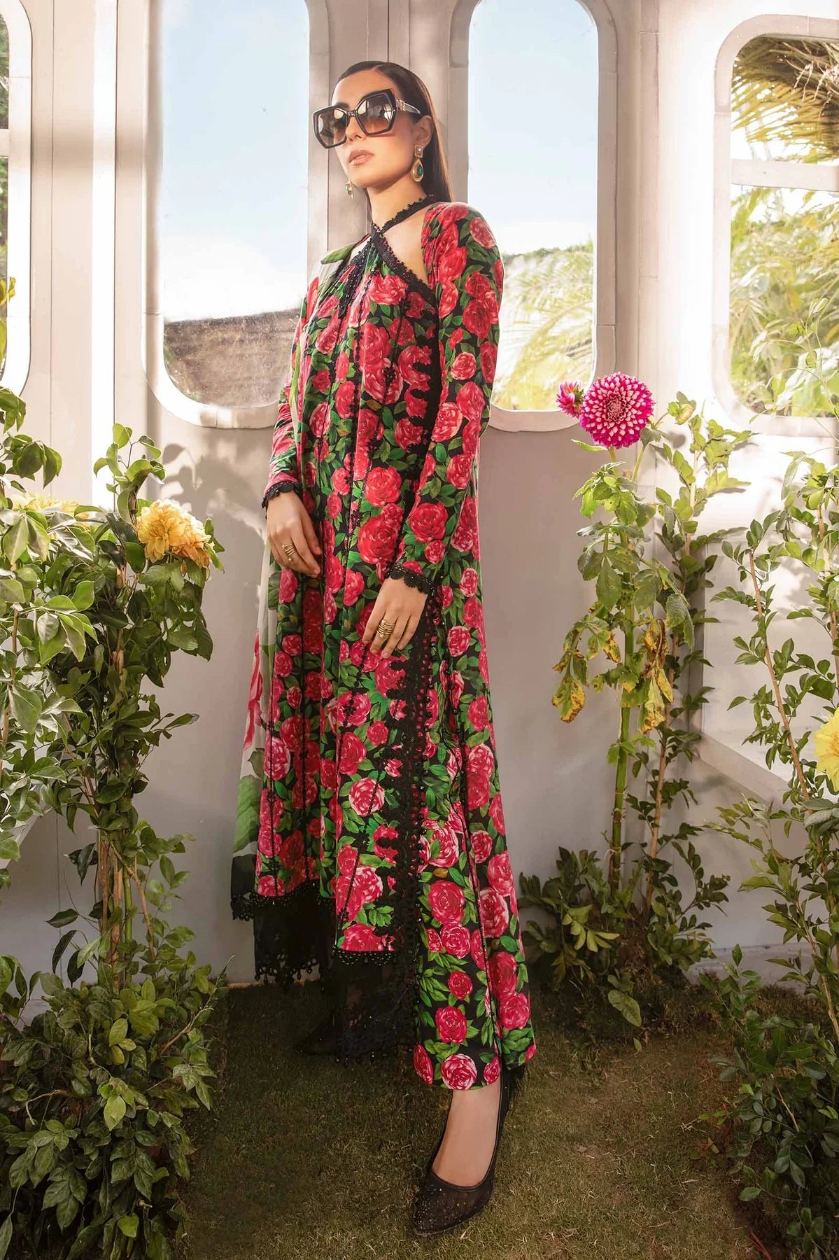 MARIA.B -3PC EMBROIDERED LAWN DRESS WITH PRINTED CHIFFON DUPATTA- FN-72