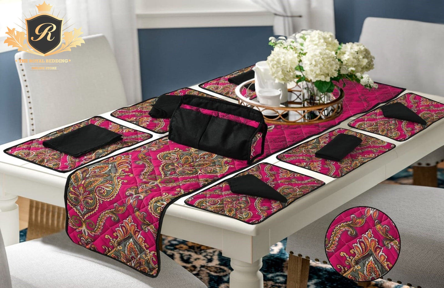 14 PCS QUILTED TABLE RUNNER SET