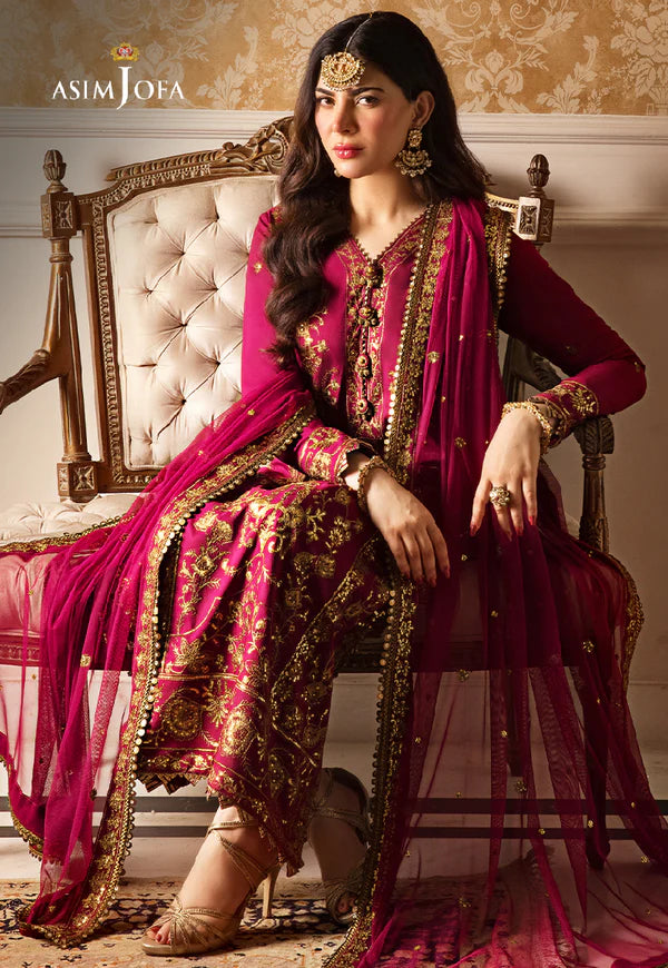 ASIM JOFA -3PC EMBROIDERED FANCY CHIFFON DRESS WITH HEAVY EMBROIDERED CHIFFON DUPATTA 4 SIDE EMBROIDERED- FPW-130