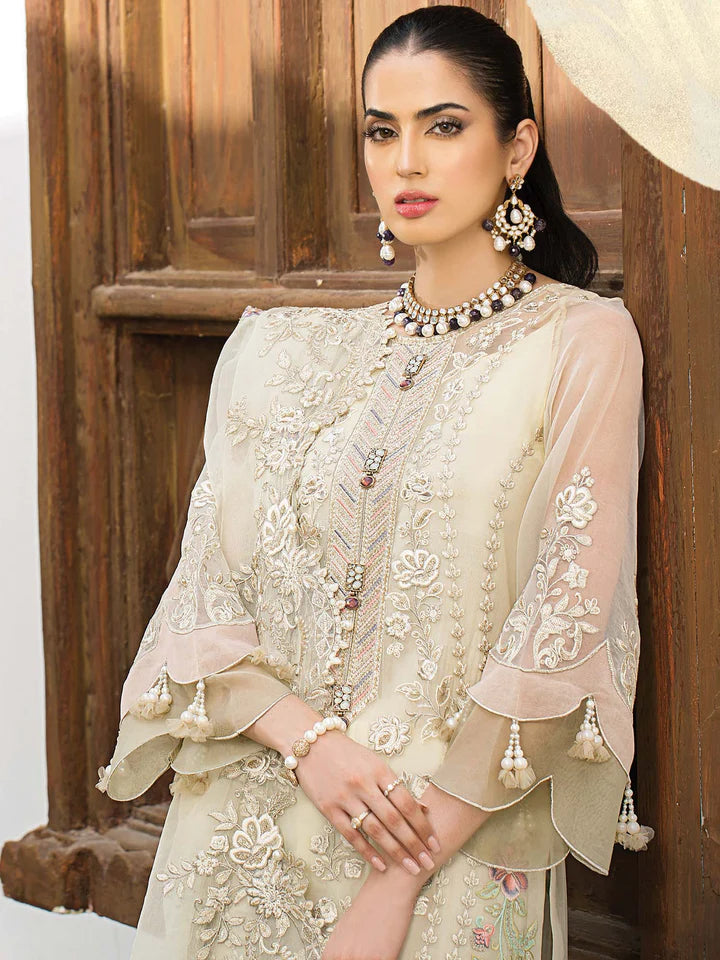 IMROZIA -3PC EMBROIDERED FANCY ORGANZA DRESS WITH HEAVY EMBROIDERED ORGANZA DUPATTA 4 SIDE EMBROIDERED- FPW-47