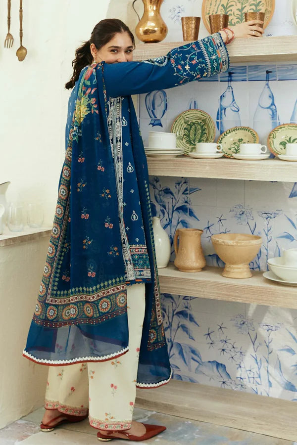COCO BY ZARA SHAHJAHAN LAWN EMBROIDERED SHIRT WITH PRINTED MONAR DUPPATA  CZS-02