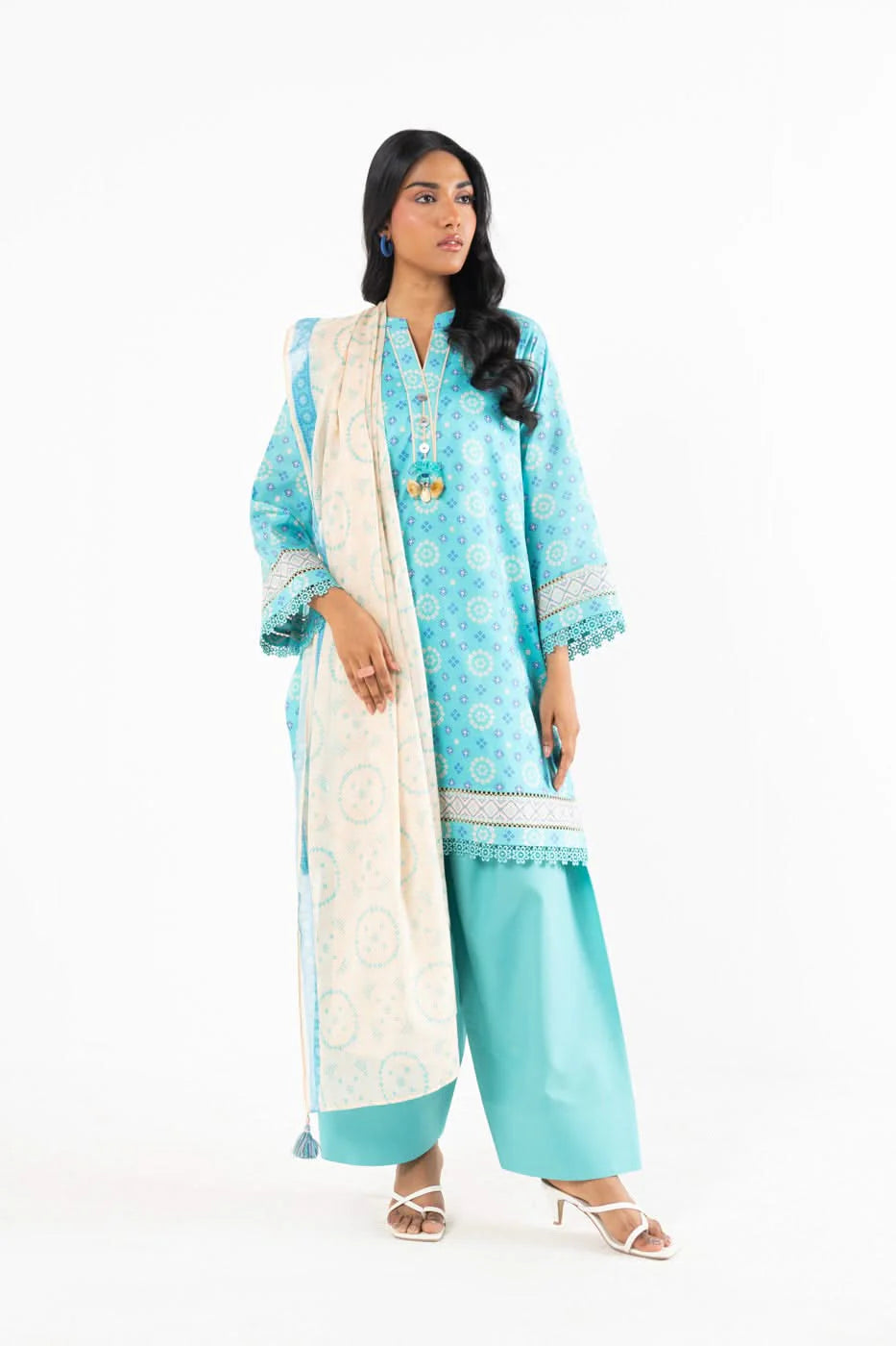 ALKARAM LAWN PRINTED SHIRT LAWN TROUSER WITH PRINTED DUPPATA ALK-13