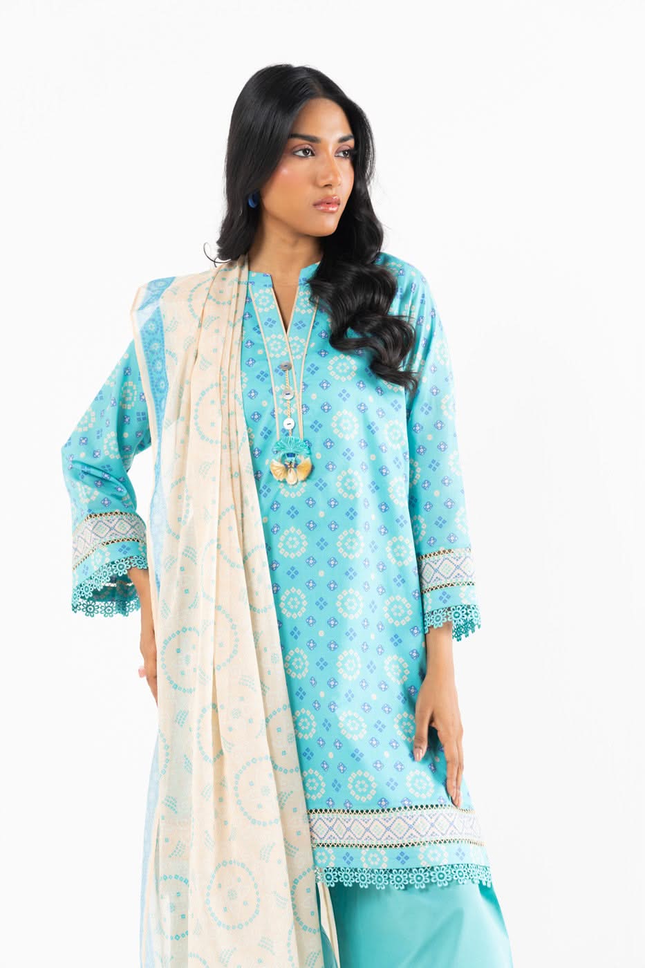 ALKARAM LAWN PRINTED SHIRT LAWN TROUSER WITH PRINTED DUPPATA ALK-13
