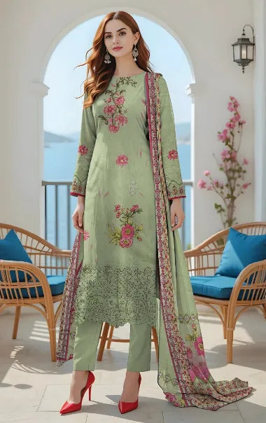MUNARK-LAWN EMBROIDERED SHIRT LAWN TROUSER WITH PRINTED DUPPATA ALK-09