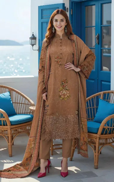 MUNARK-LAWN EMBROIDERED SHIRT LAWN TROUSER WITH PRINTED DUPPATA ALK-10