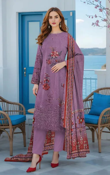 MUNARK-LAWN EMBROIDERED SHIRT LAWN TROUSER WITH PRINTED DUPPATA ALK-07