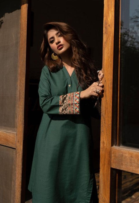 SAPPHIRE -2PC EMBROIDED LINEN SHIRT WITH EMBROIDERED LINEN TROUSER- WT-01