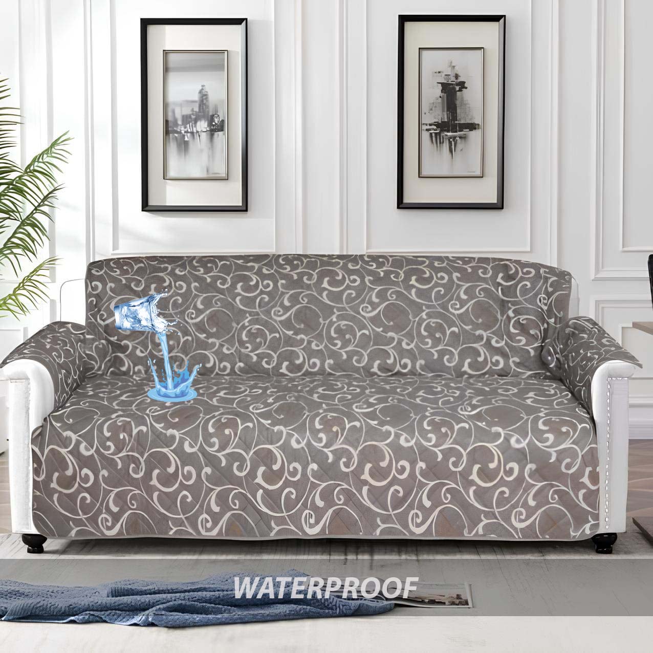 PRINTED QUILTED SOFA COVER 5 COLOURS