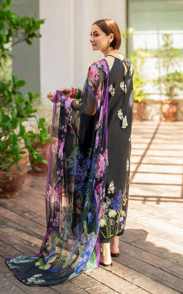 ASIFA NABEEL-3PC EMBROIDERED LAWN DRESS WITH PRINTED CHIFFON DUPATTA- FN-165