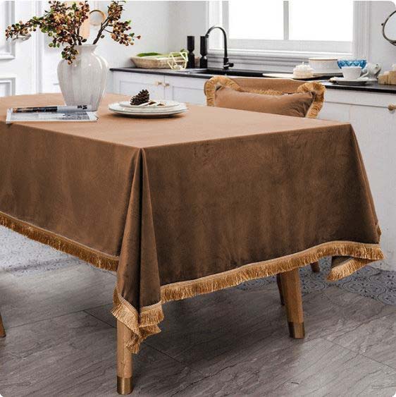 FAIRY PLAIN TASSEL VELVET TABLE COVER 8 COLOURS