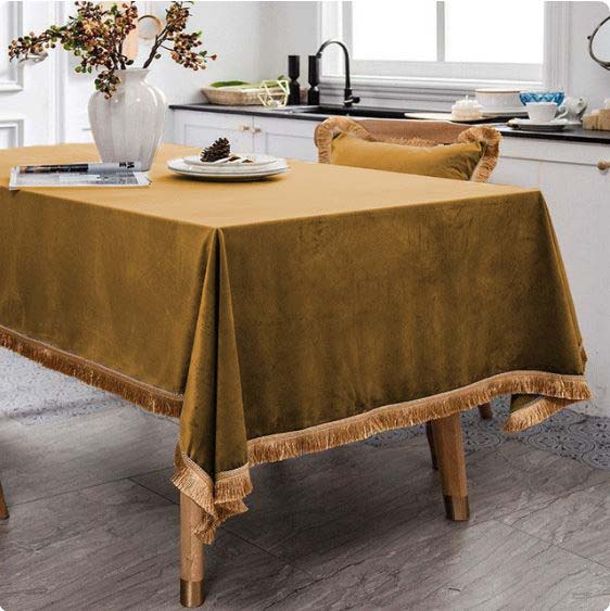 FAIRY PLAIN TASSEL VELVET TABLE COVER 8 COLOURS