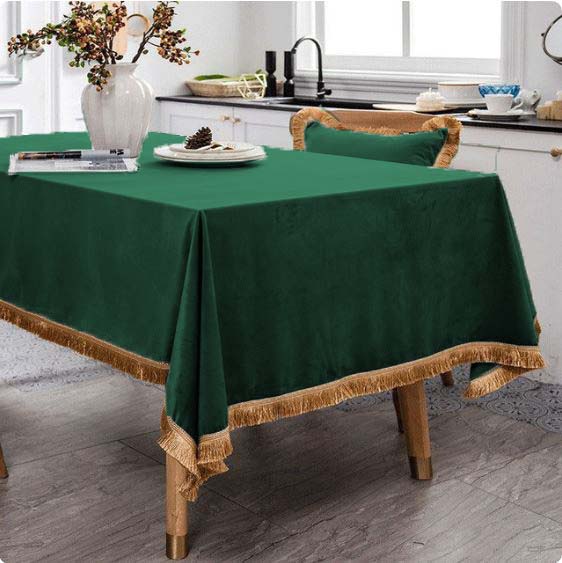 FAIRY PLAIN TASSEL VELVET TABLE COVER 8 COLOURS