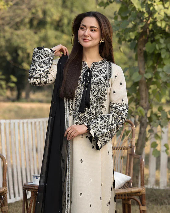 ZARA SHAHJAHAN-3PC EMBROIDRED LAWN SHIRT  LAWN TROUSER AND CHIFFON EMBROIDERED DUPPATA FCF-002