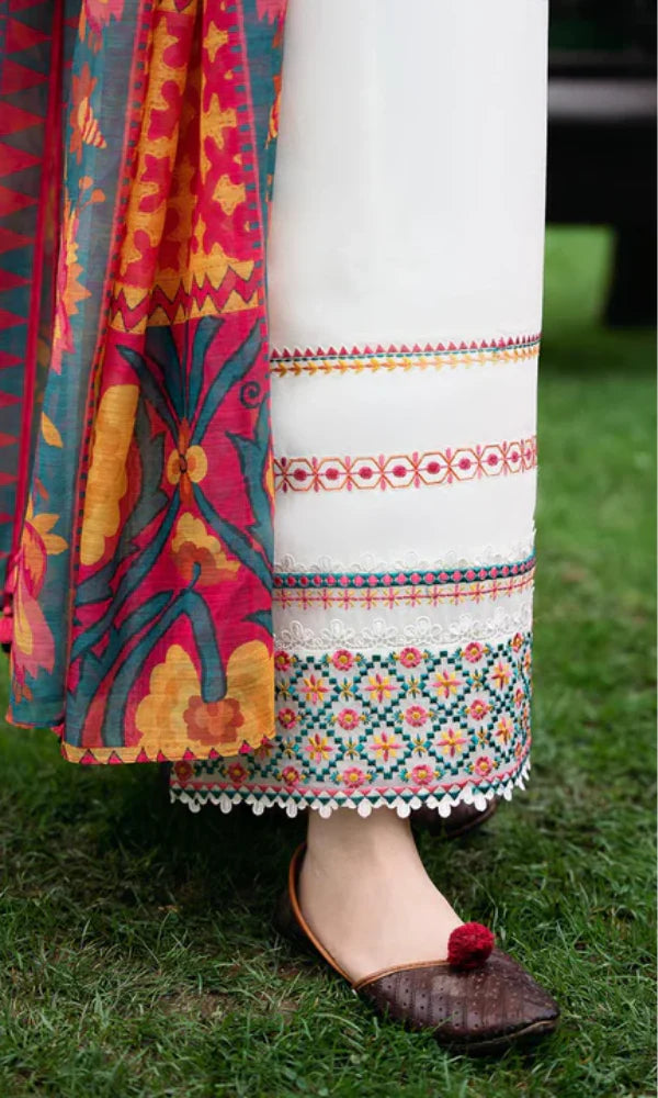 SAPPHIRE-3PC EMBROIDERED LAWN SHIRT LAWN TROUSER WITH PRINTED VOIL DUPPATA FCF-009