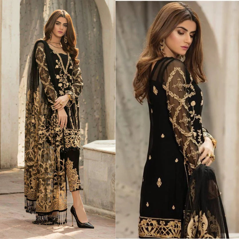 GULAAL -3PC HEAVY EMBROIDERED CHIFFON DRESS WITH FANCY EMBROIDERED CHIFFON DUPATTA- FPW-39