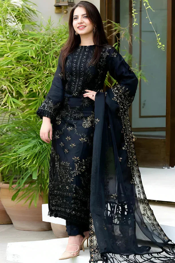 DANANEER -3PC EMBROIDED LAWN DRESS WITH EMBROIDED CHIFFON DUPATTA- FCO-146