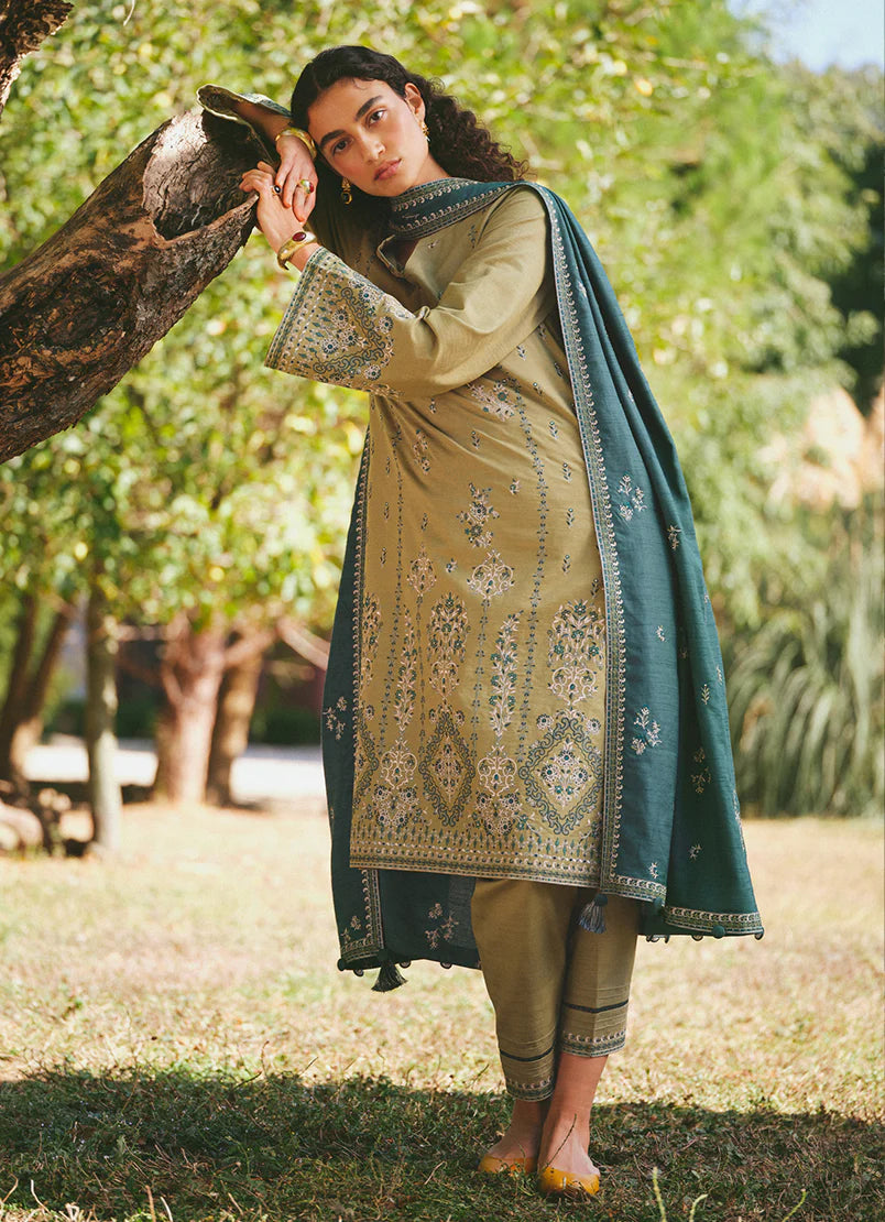 IZZAH -3PC EMBROIDERED LAWN DRESS WITH EMBROIDERED CHIFFON DUPATTA- FN-40