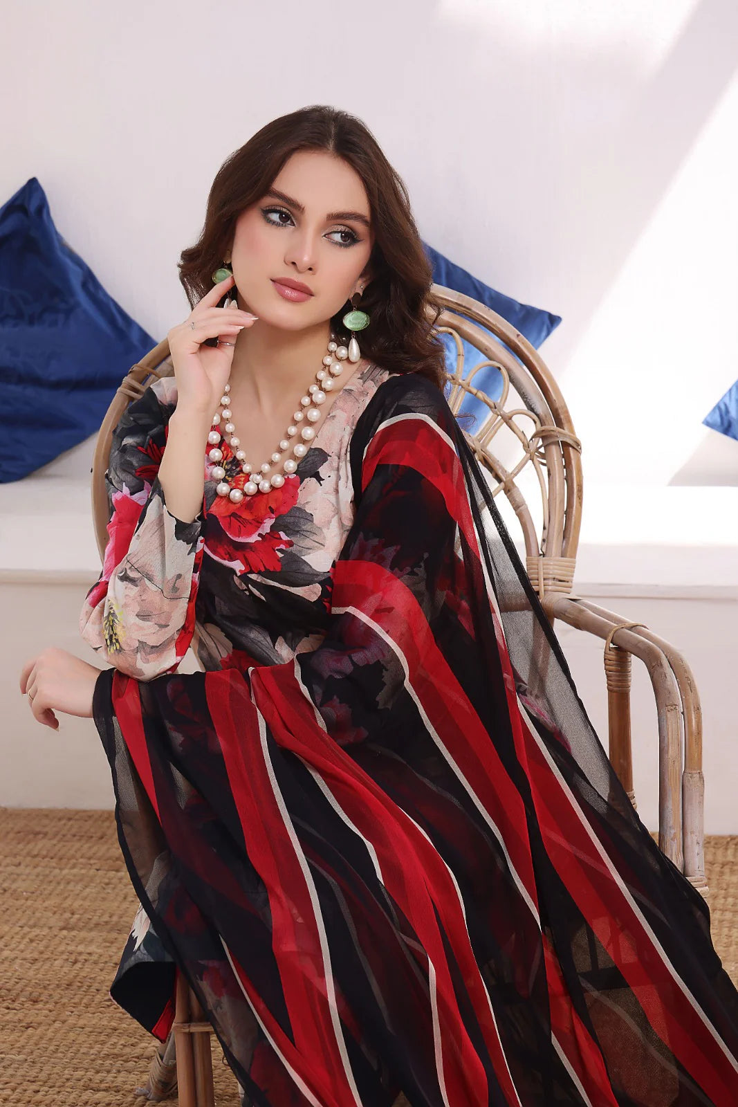 FEATHERS -3PC PRINTED LAWN DRESS WITH SILK DUPATTA- FCP-53