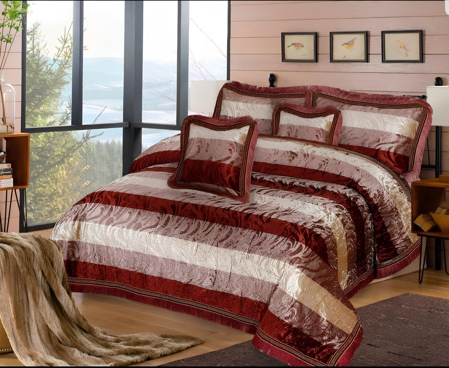 5 PCS HEAVY PALACHI BEDDING SET 9 COLOURS