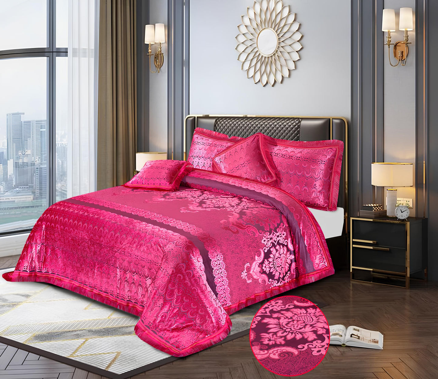 5 PCS HEAVY PALACHI BEDDING SET 9 COLOURS