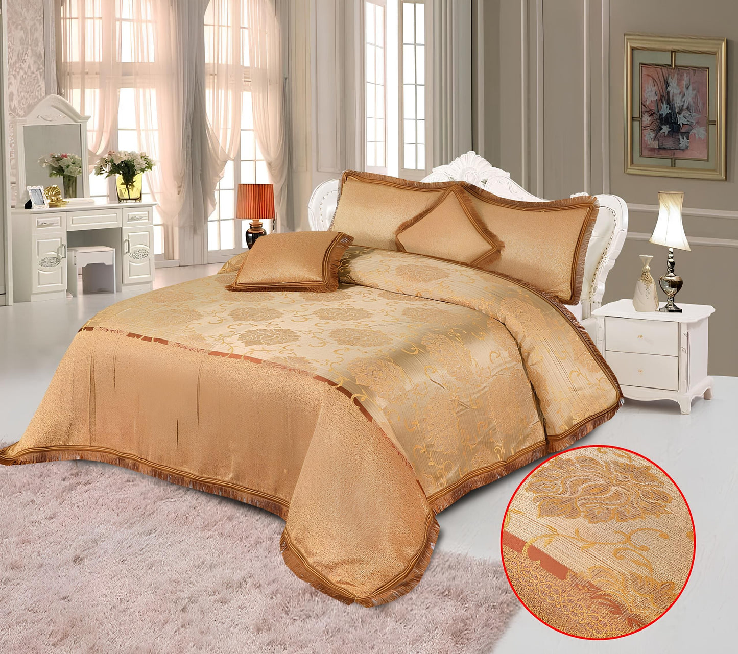 5 PCS ARIZONA SHANGHAI FANCY BEDDING SET 6 COLOURS